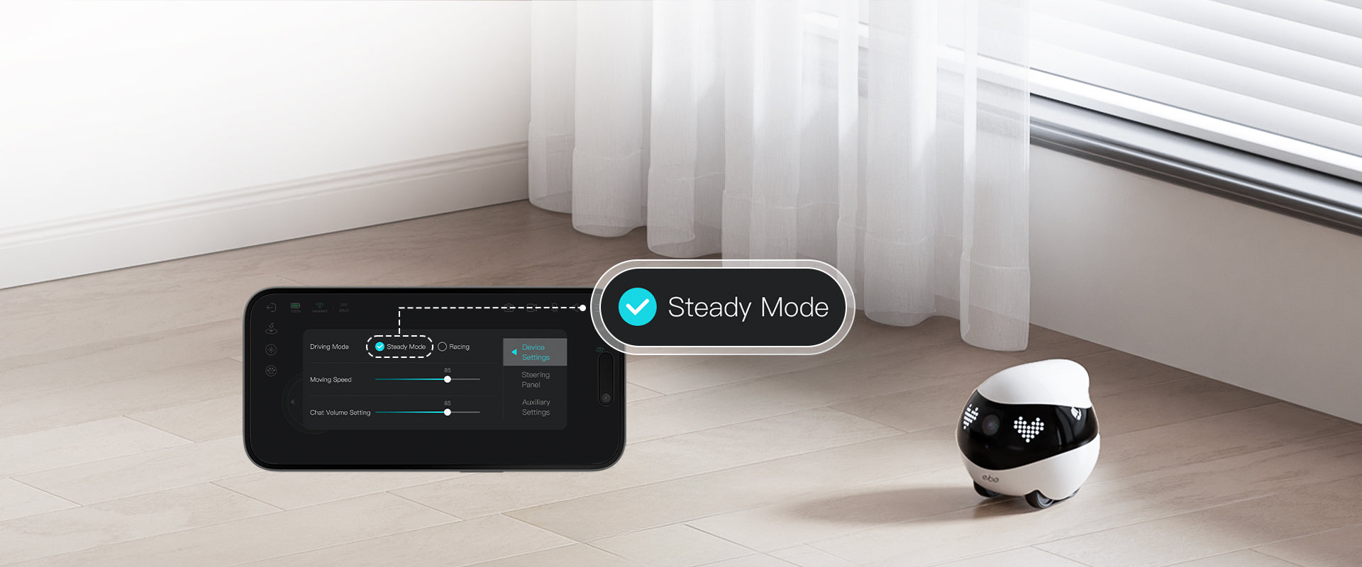 EBO Air 2  companion robot: Steady Mode