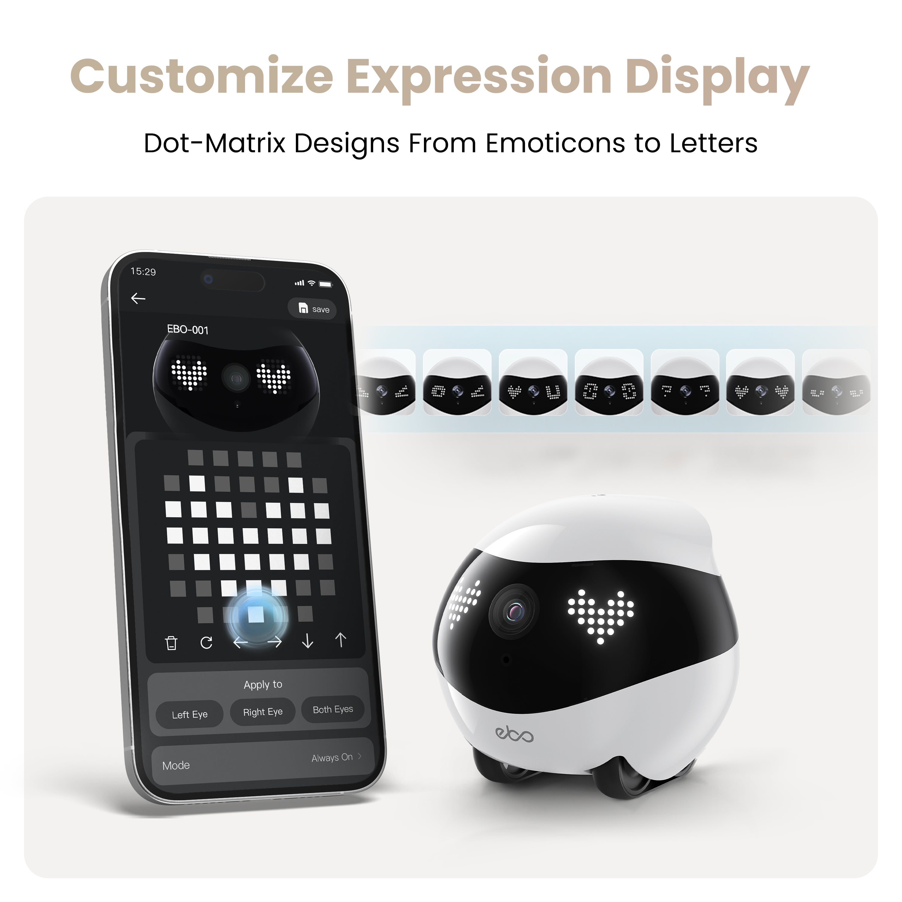 EBO Air 2-Companion Robot With Facial Expression-2K HD Home