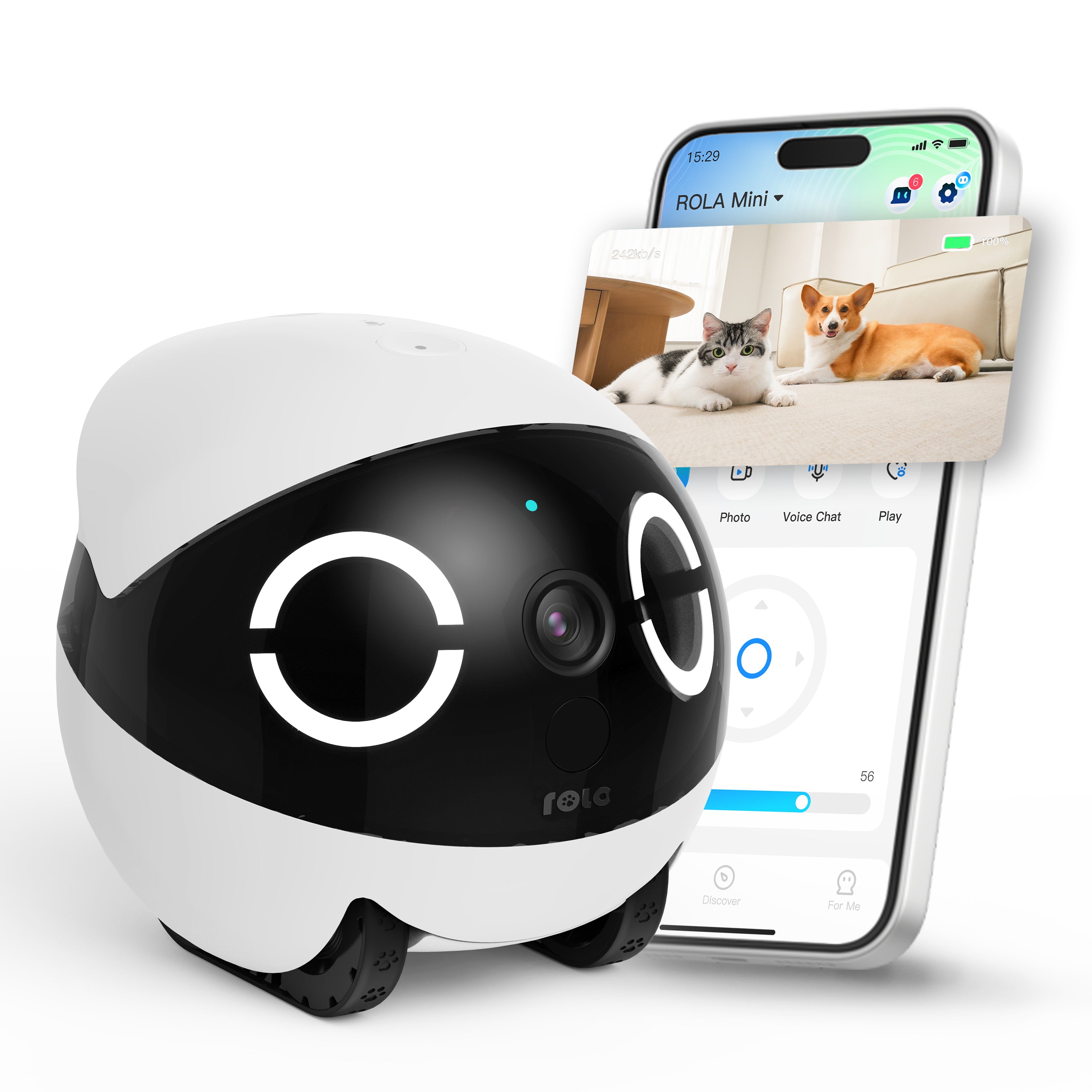ロボット enabot ROLA Mini Companion Robot ROLA Mini Robot – 2K Movable Camera & Monitor – Enabot Store